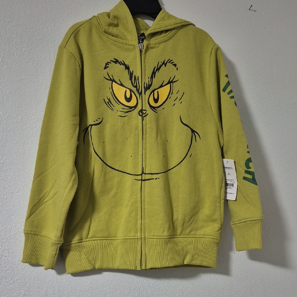 Kids Green Grinch Zip-Up Hoodie